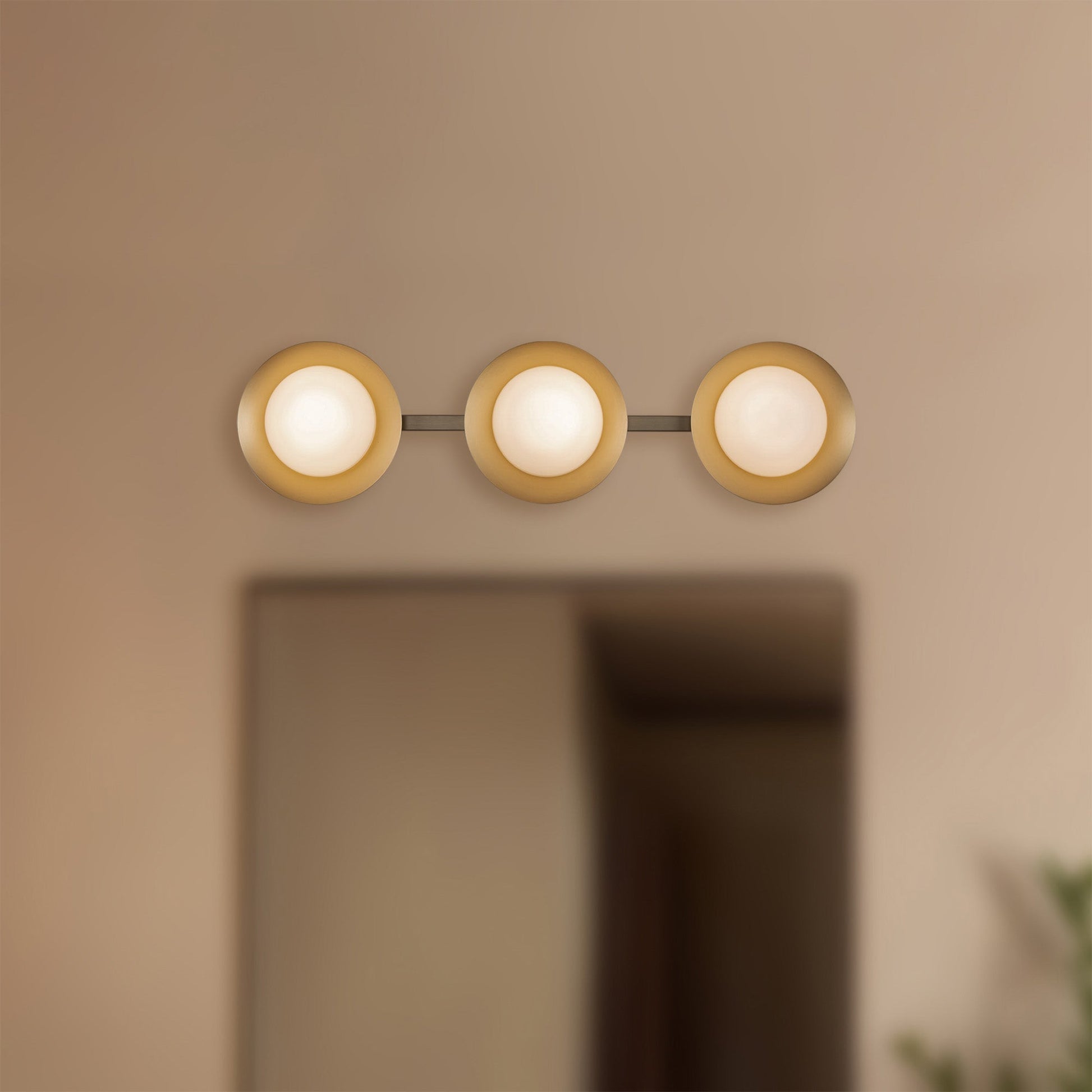 Kuzco Cleo VL77923-BG/OP Vanity Light Fixture, UL Damp Rated, Brushed Gold/Opal Glass