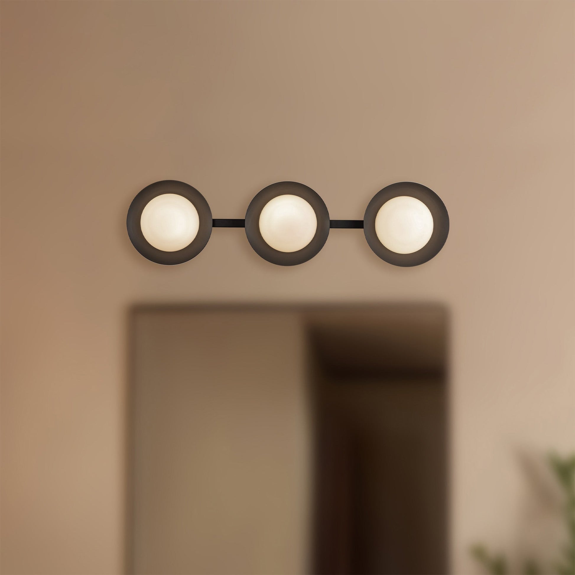 Kuzco Cleo VL77923-BK/OP Vanity Light Fixture, UL Damp Rated, Black/Opal Glass