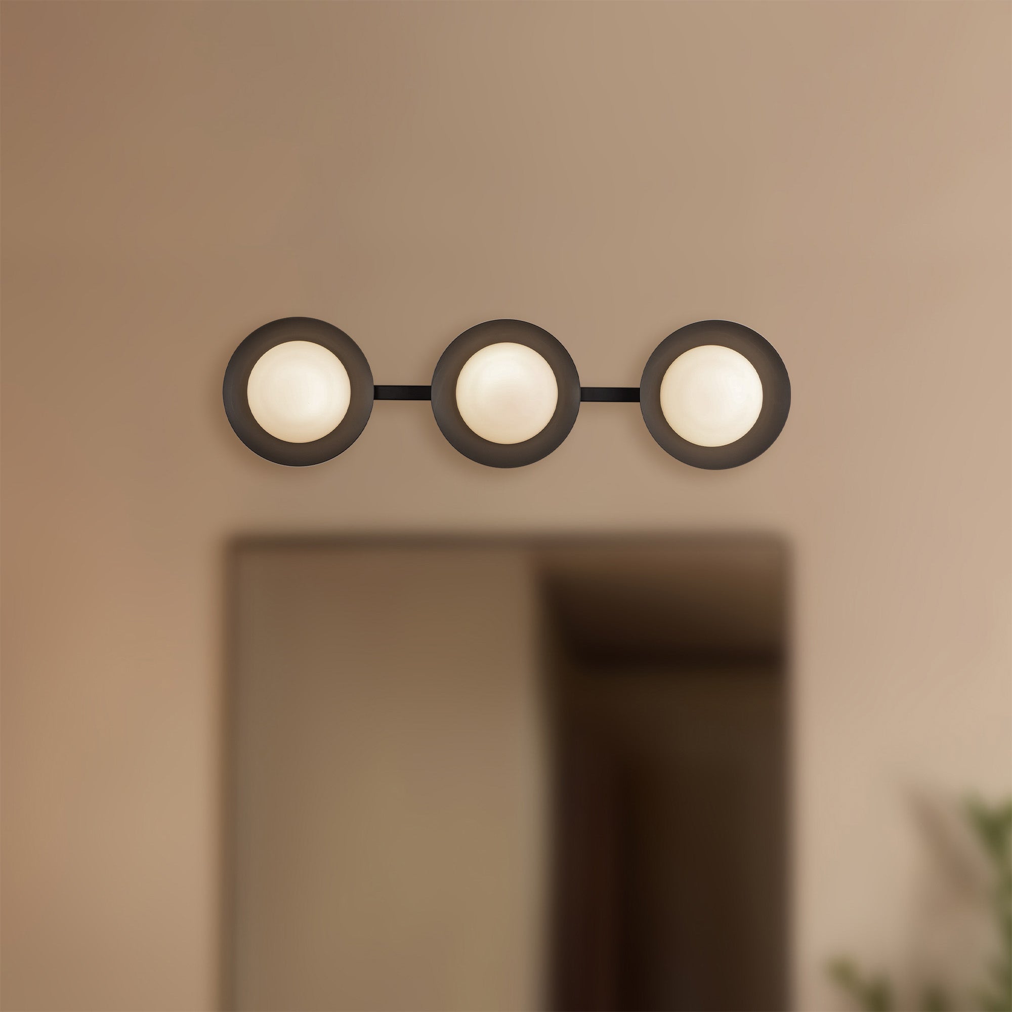 Kuzco Cleo VL77923-BK/OP Vanity Light Fixture, UL Damp Rated, Black/Opal Glass