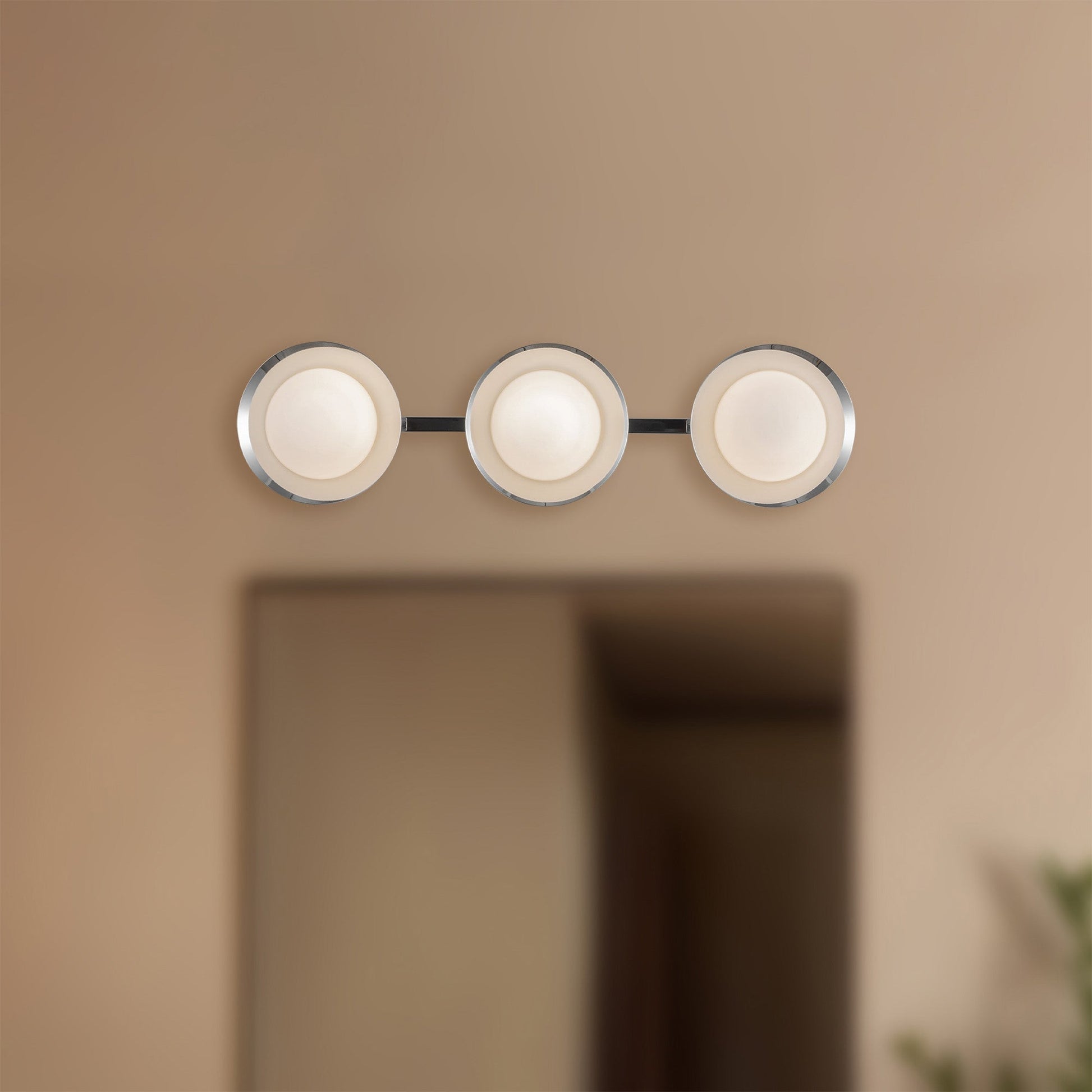 Kuzco VL77923-CH/OP Cleo 23-in LED Vanity Light Fixture, UL Damp Rated, Chrome/Opal Glass