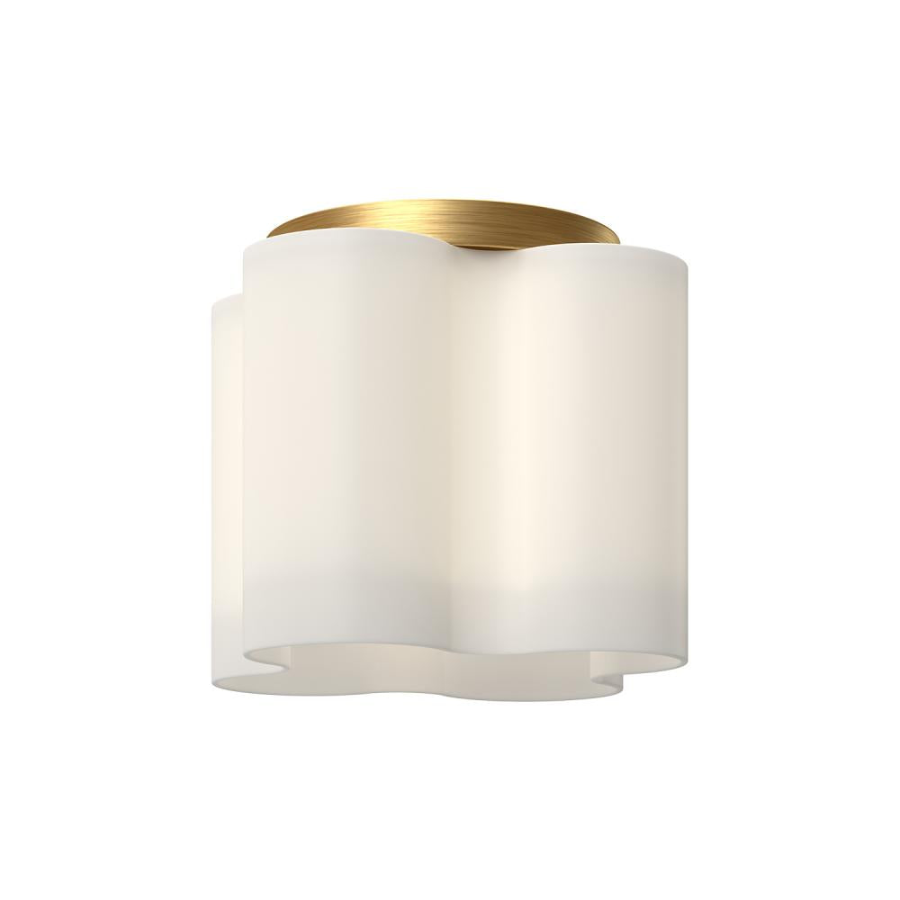 Kuzco FM54809-BG/OP Clover 9-in Flush Mount Fixture, UL Damp Rated, Brushed Gold/Opal Glass