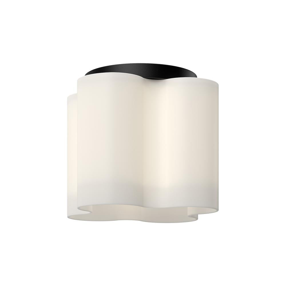 Kuzco FM54809-BK/OP Clover 9-in LED Flush Mount, UL Damp Rated, Black/Opal Glass