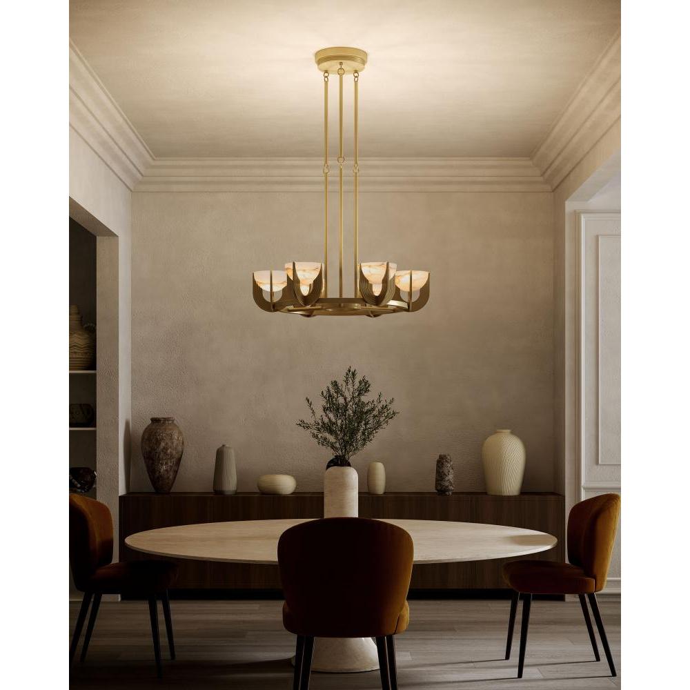 ALORA Lighting CH362423VBAR-UNV Chandelier, Vintage Brass/Alabaster, LED