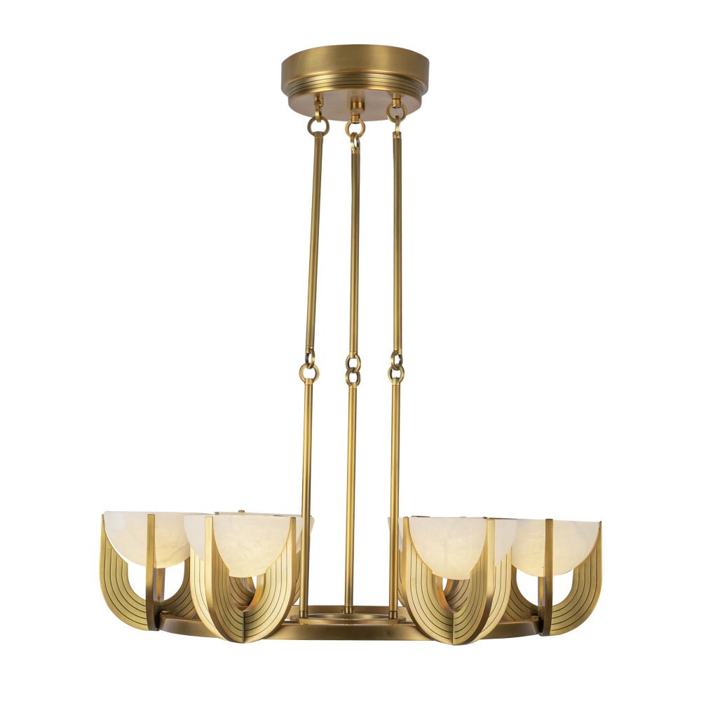 ALORA Lighting Colette CH362627VBAR-UNV Chandelier, Vintage Brass/Alabaster