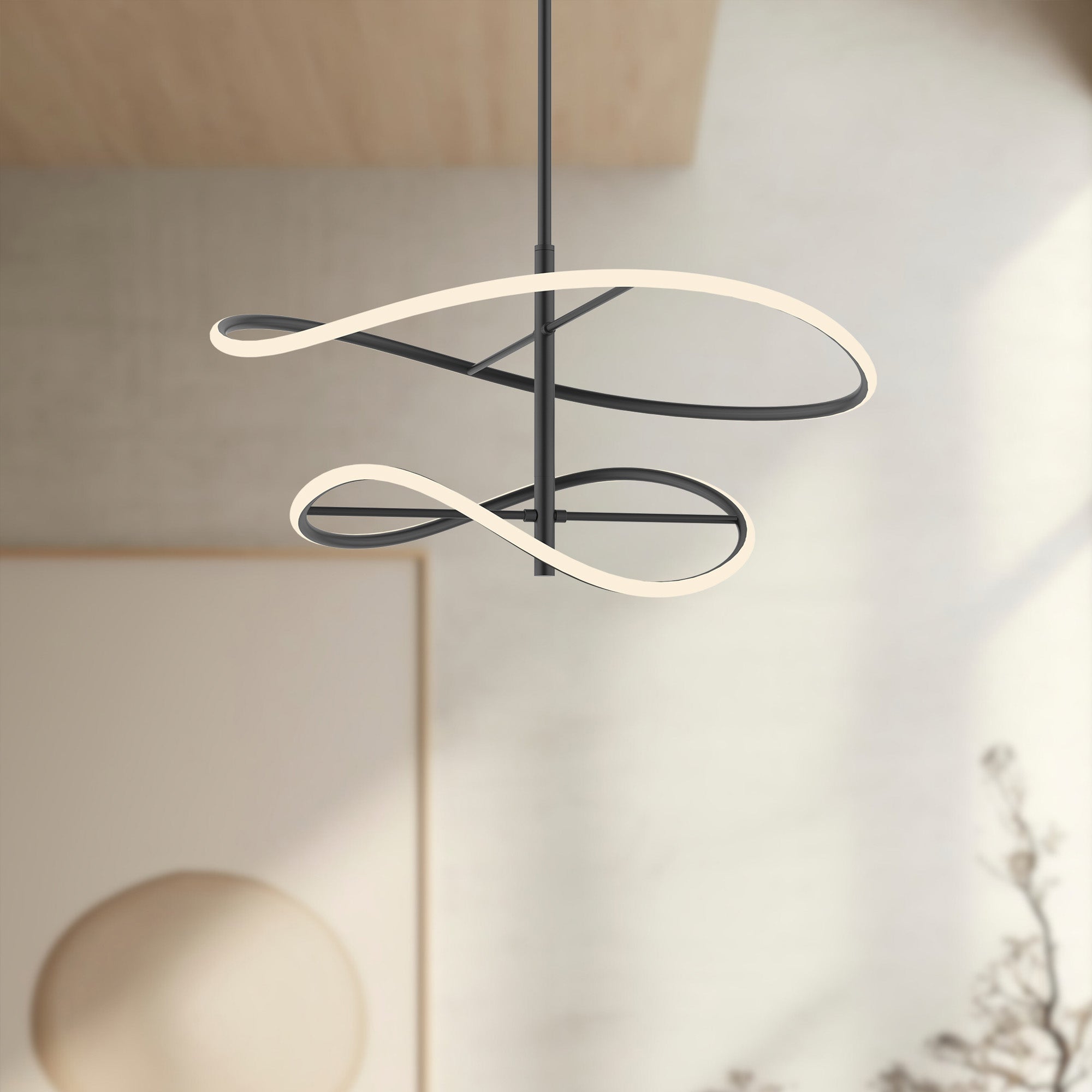 Kuzco PD96424-BK-UNV Collide 24-in LED Pendant, UL Rated, Black