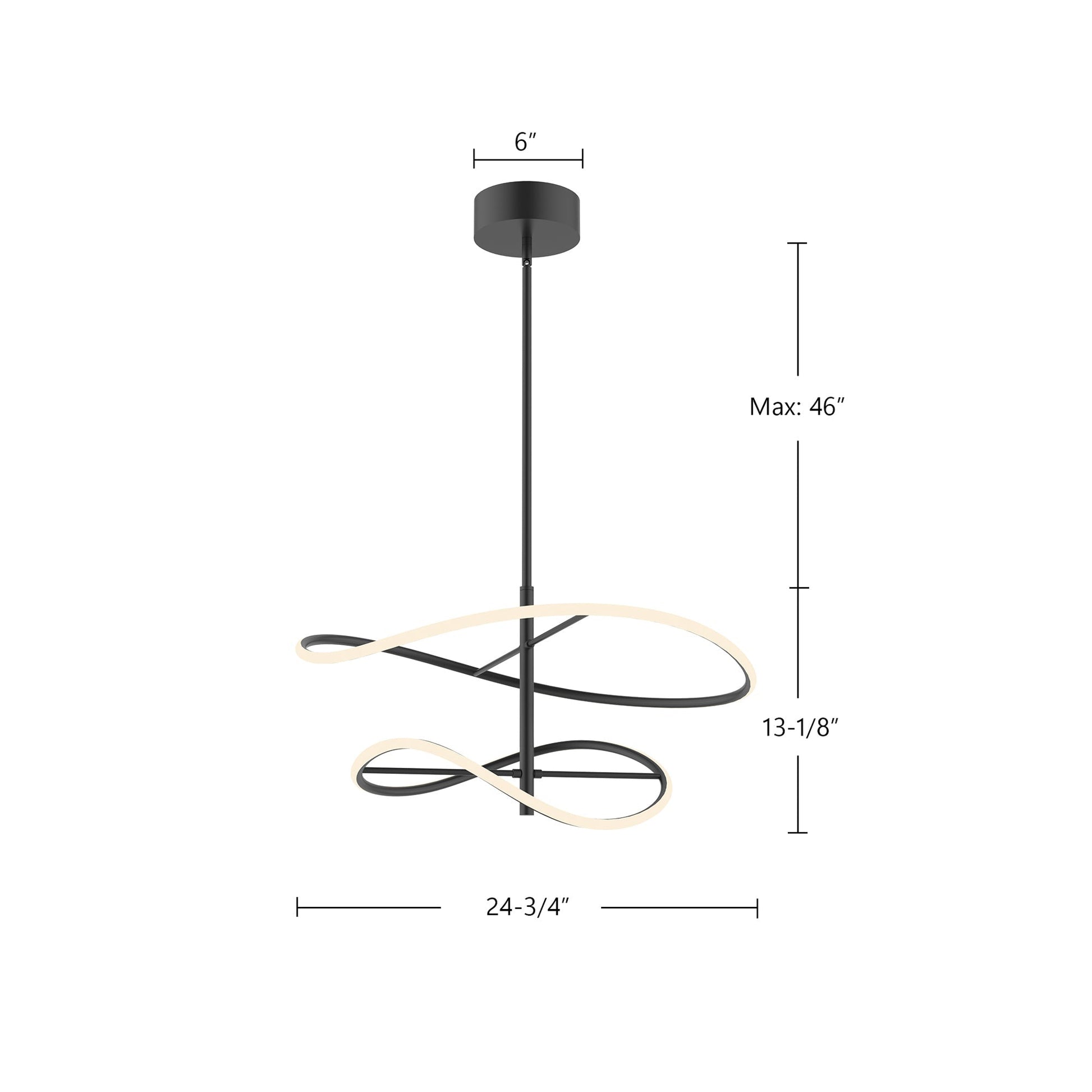 Kuzco PD96424-BK-UNV Collide 24-in LED Pendant, UL Rated, Black