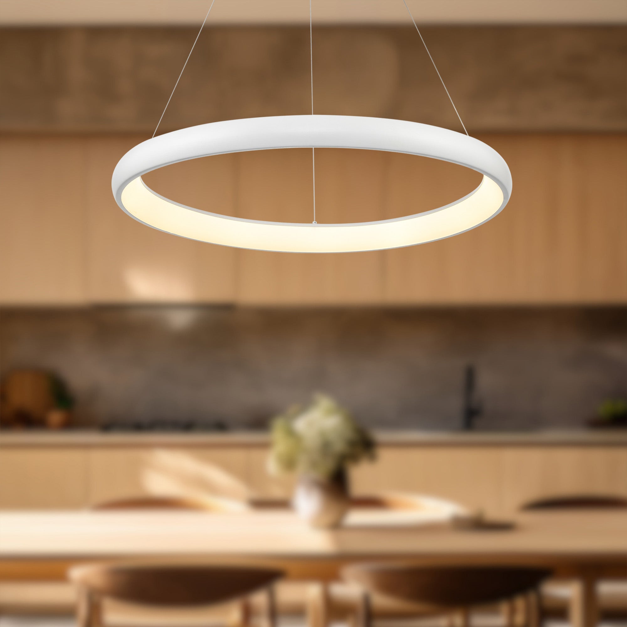 Kuzco Cortana PD82732-WH-UNV-010 Pendant Light Fixture, UL Damp Rated, White