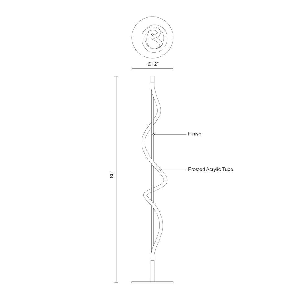 Kuzco Cursive FL95360-BK Floor Lamp, LED, Black