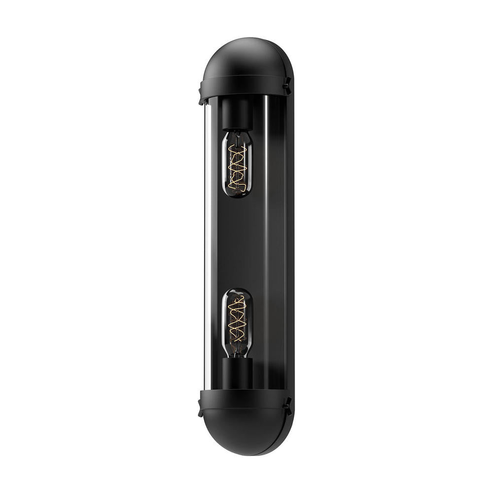 ALORA MOOD Lighting Cyrus VL539221MBCL Vanity Lights, 2 Lights, Clear Glass/Matte Black