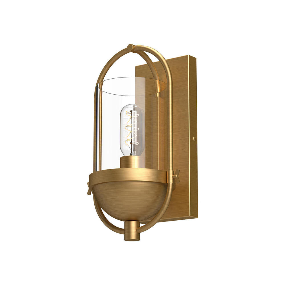 ALORA MOOD Lighting WV539007AGCL Wall/Vanity Light Fixture, UL Damp Rated, Aged Gold/Clear Glass