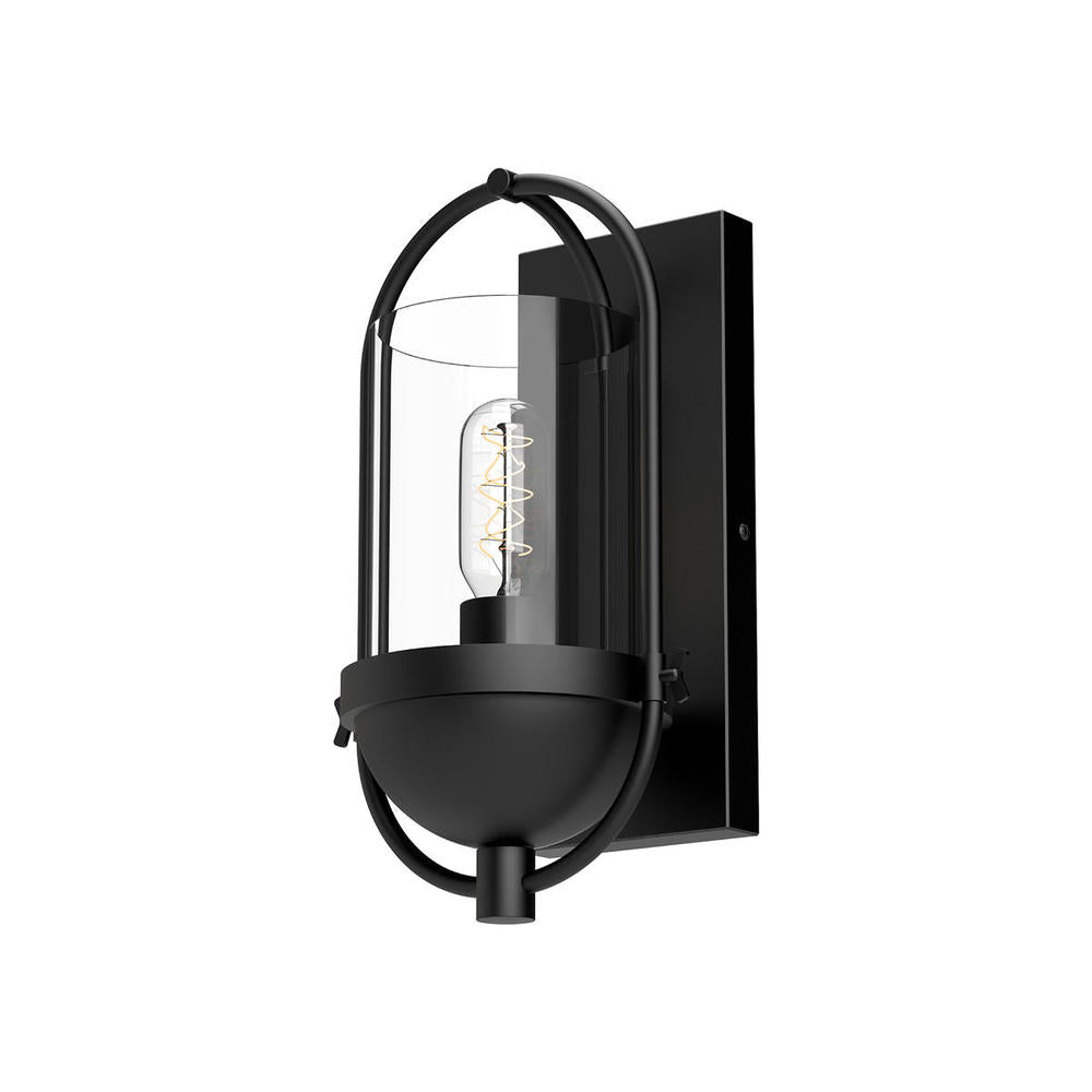 ALORA MOOD Lighting Cyrus WV539007MBCL Wall/Vanity Light Fixture, 7-in, Clear Glass/Matte Black