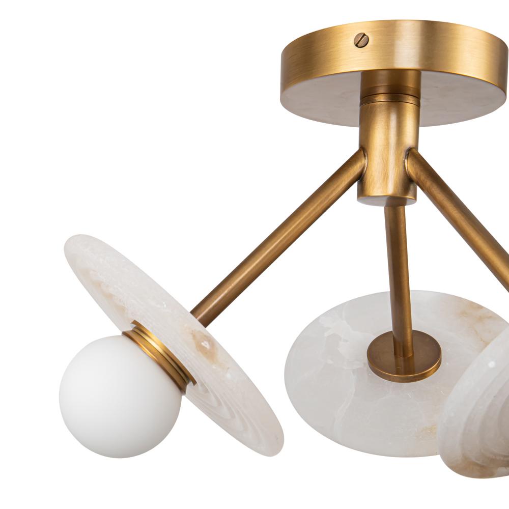 ALORA Lighting SF346313VBAR Semi Flush Mount, UL Damp Rated, Vintage Brass/Alabaster
