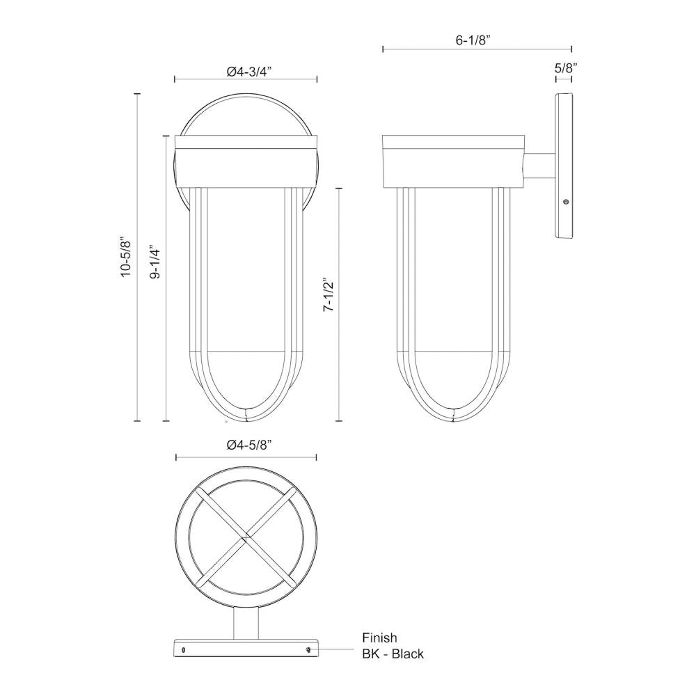 Kuzco Davy EW17611-BK Exterior Wall Sconce, 16W, Modern Style, Black
