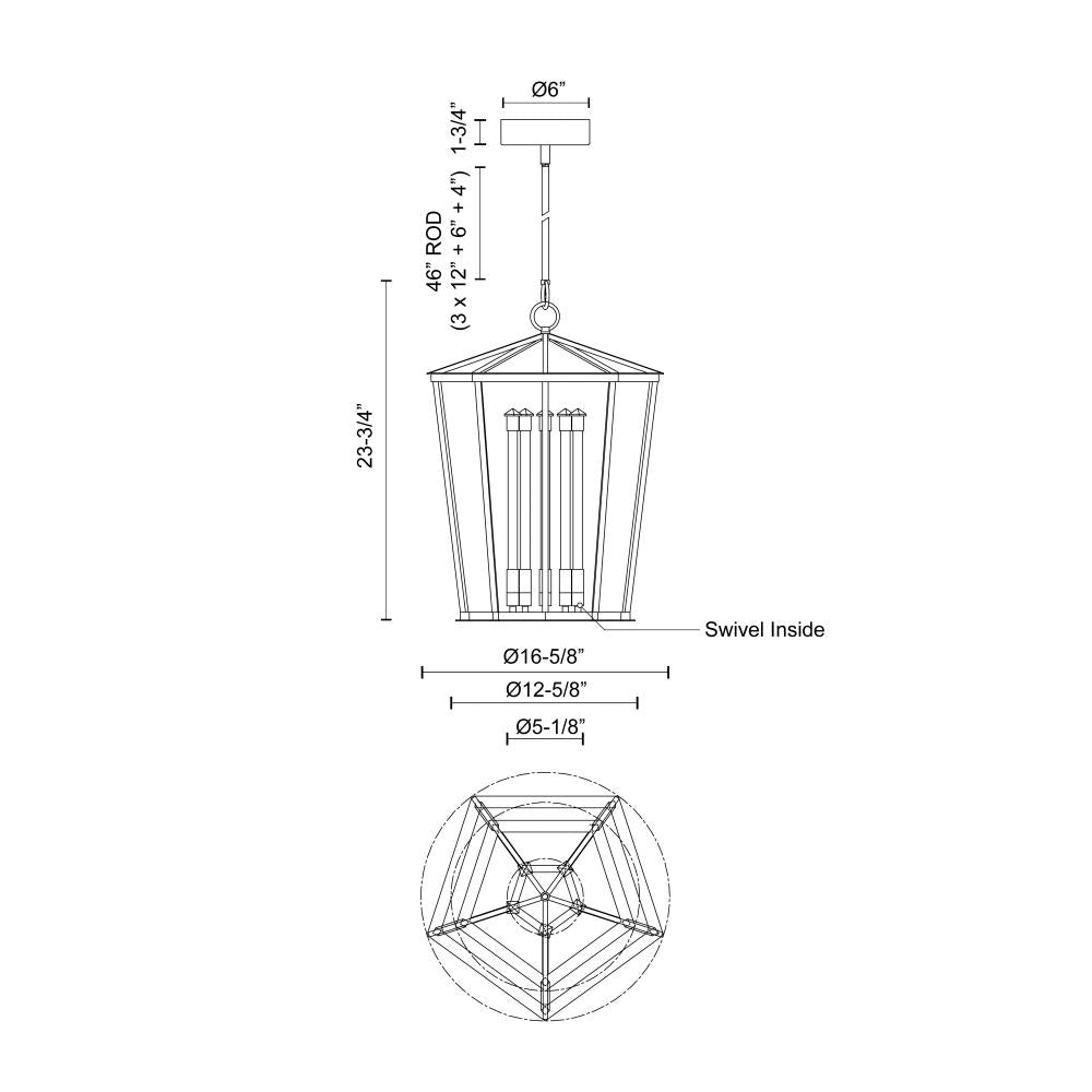 ALORA Lighting PD317122UB Delphine 22-in Pendant Light Fixture, LED, Urban Bronze