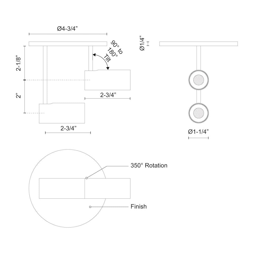 Kuzco SF15102-WH Downey 3-in White LED Semi Flush Mount, UL Rated, White