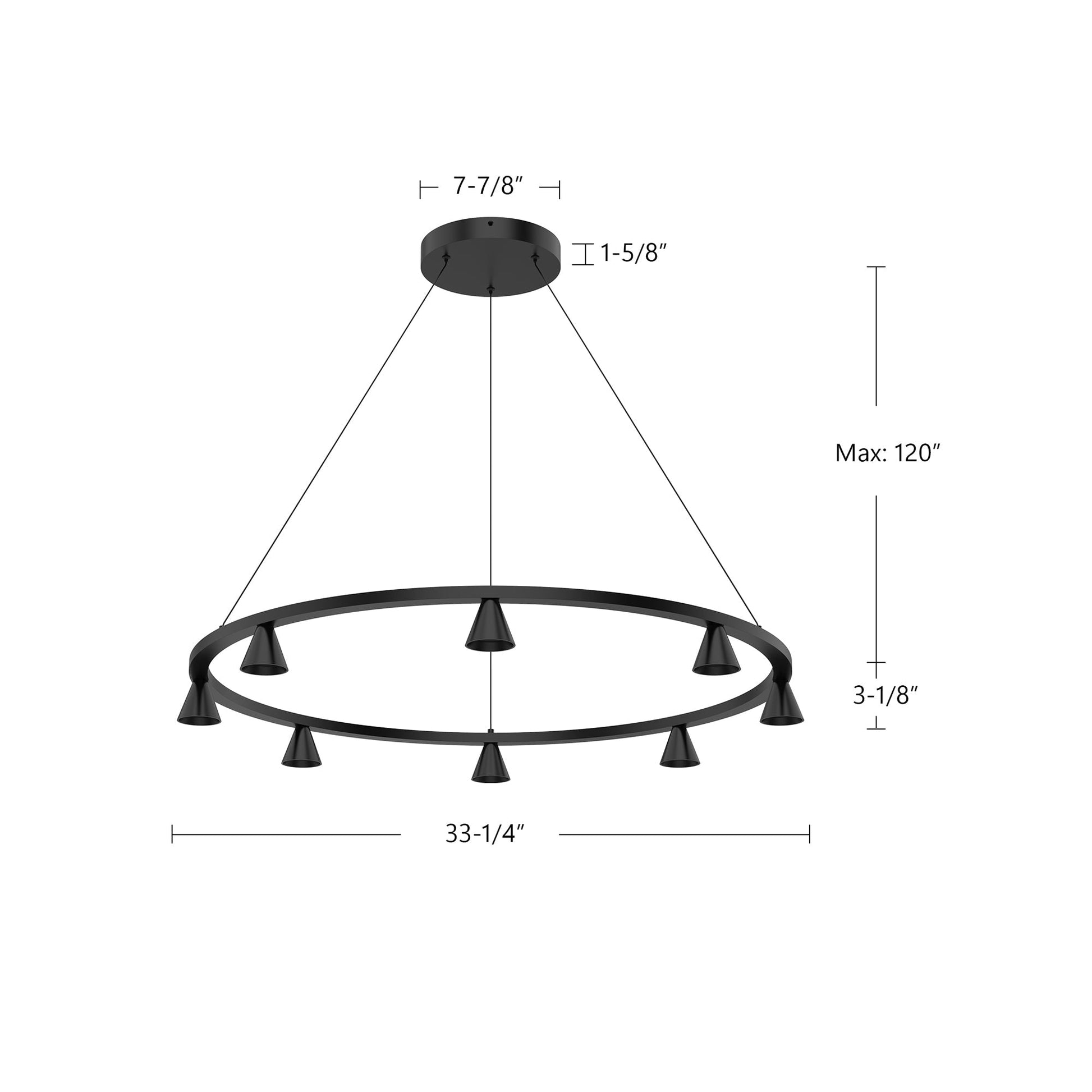 Kuzco Lighting CH19933-BN-UNV Dune 33-in Chandelier, UL Damp Rated, Brushed Nickel