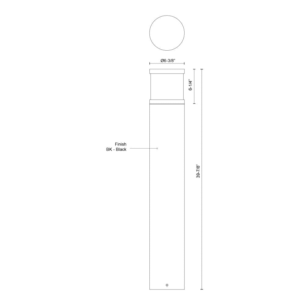 Kuzco Chadworth EB46440-BK-UNV Exterior Bollard, UL Rated, Black
