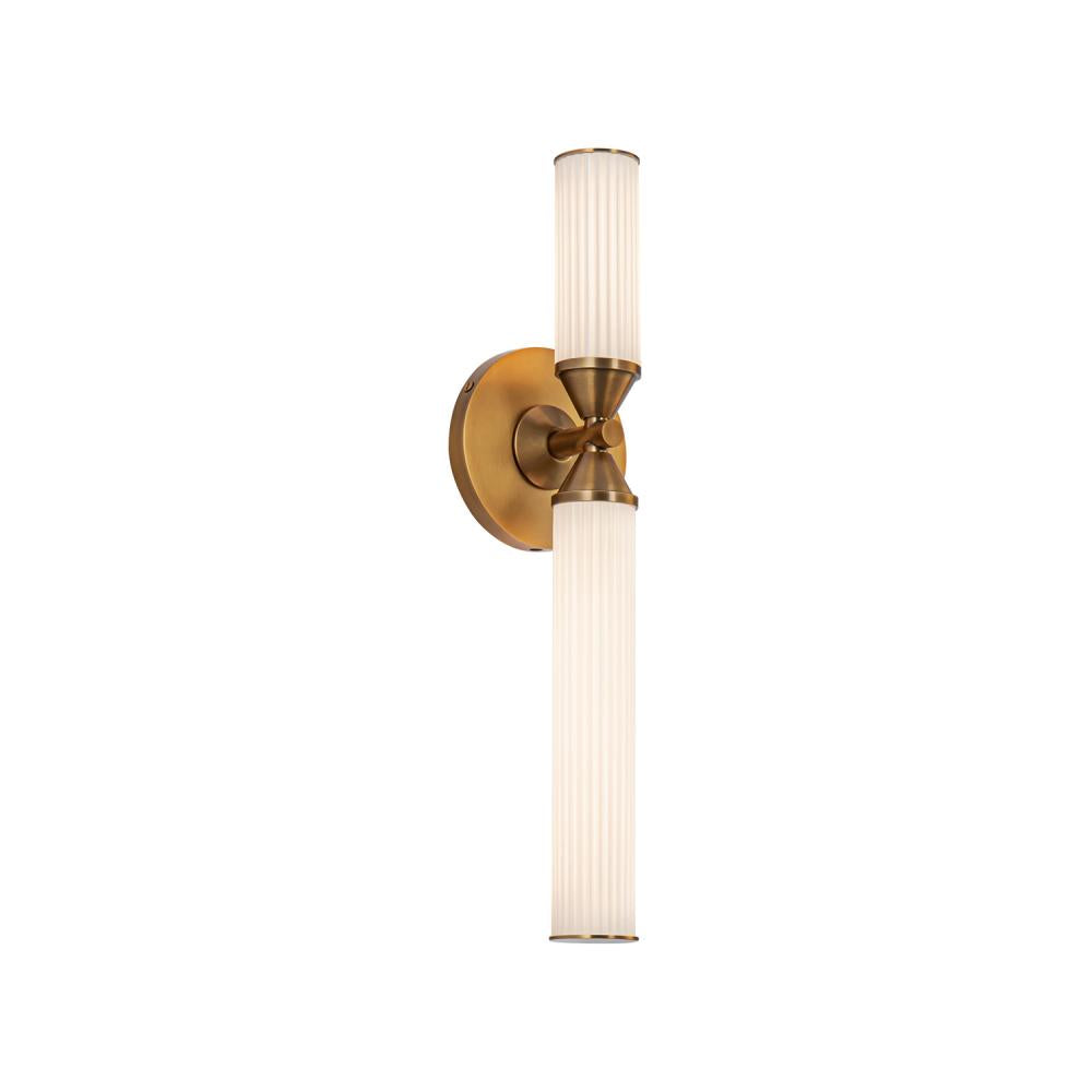 ALORA Lighting Edwin 18-in Wall/Vanity Light Fixture, UL Damp Rated, Vintage Brass/Frosted Ribbed Glass