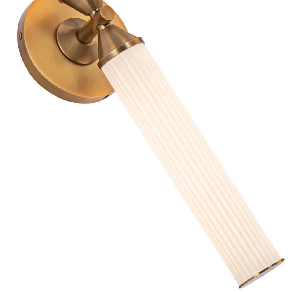 ALORA Lighting Edwin 18-in Wall/Vanity Light Fixture, UL Damp Rated, Vintage Brass/Frosted Ribbed Glass