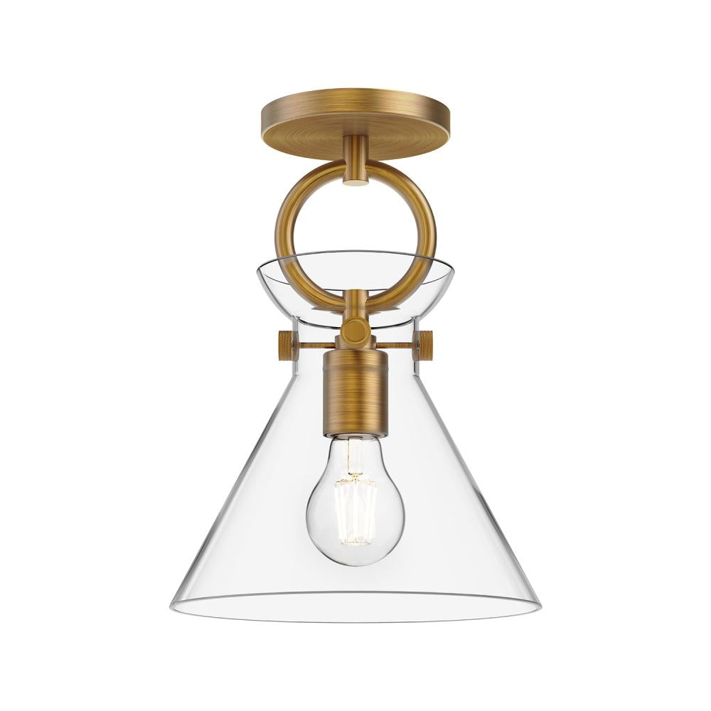 ALORA MOOD Lighting Emerson SF412509AGCL Semi Flush Mount, UL Damp Rated, Aged Gold/Clear