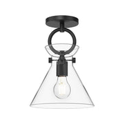 ALORA MOOD Lighting Emerson SF412509MBCL Semi Flush Mount, UL Damp Rated, Matte Black/Clear Glass