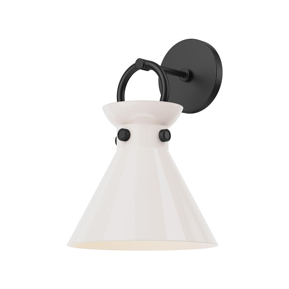 Alora Mood Lighting Emerson WV412509MBGO 9-in Wall/Vanity Light Fixture, UL Damp Rated, Matte Black/Glossy Opal Glass