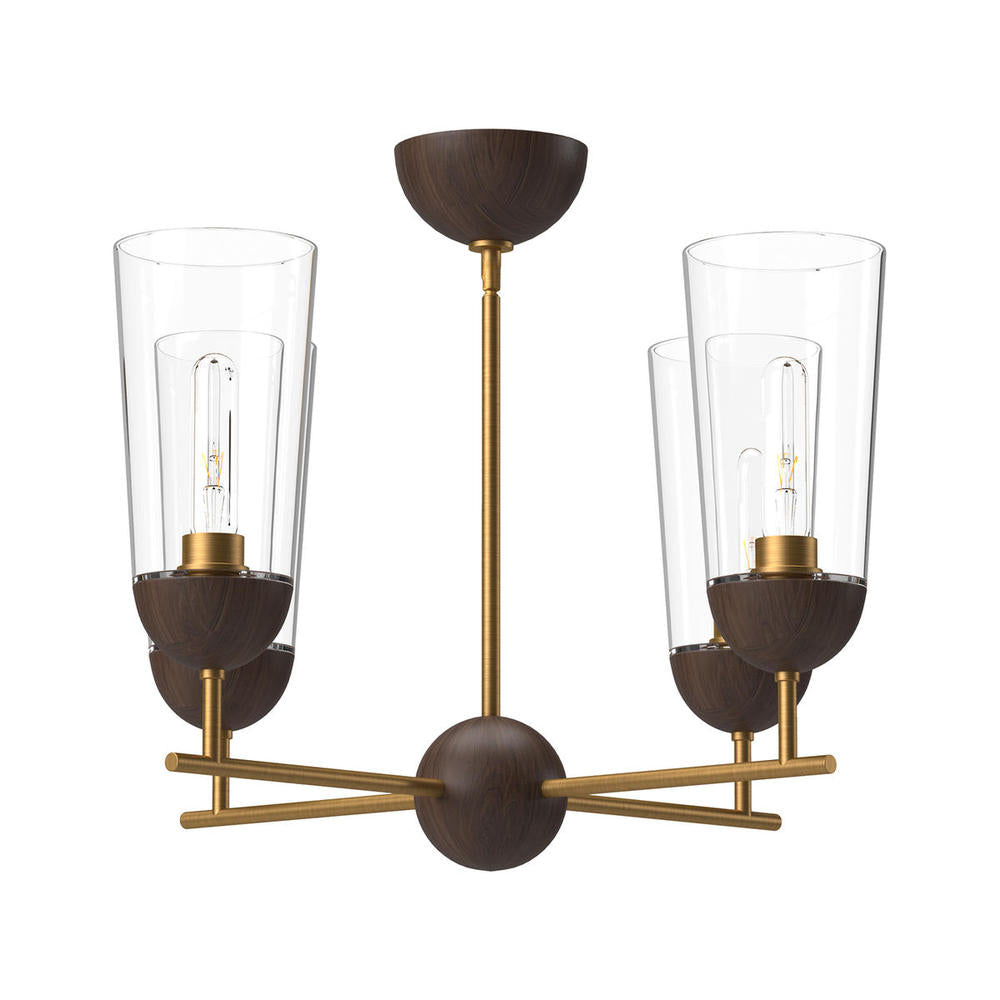 ALORA MOOD Lighting CH542324AGWT Chandeliers, Organic Style, Aged Gold/Walnut