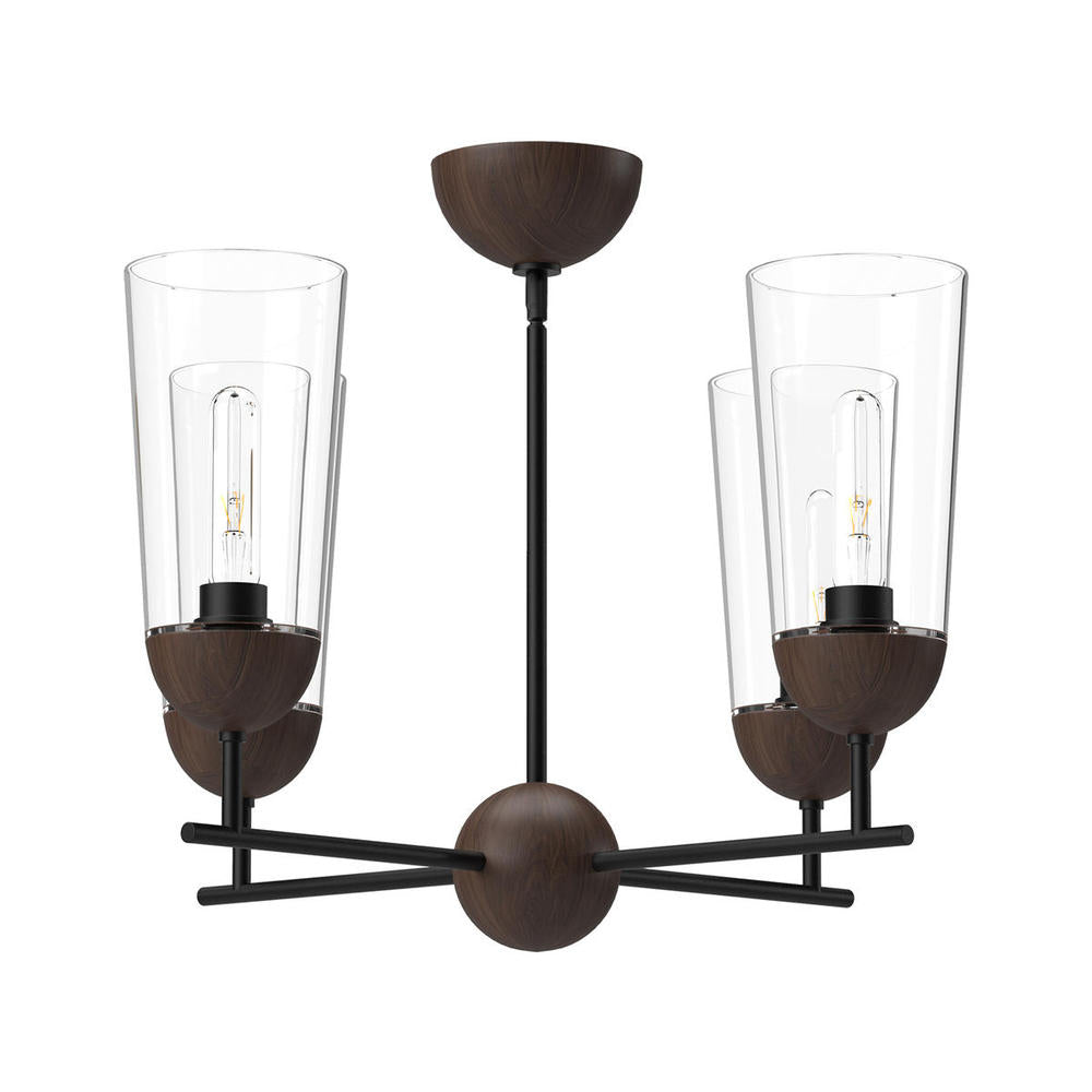 ALORA MOOD Lighting CH542324MBWT Chandeliers, 4 Lights, Matte Black/Walnut