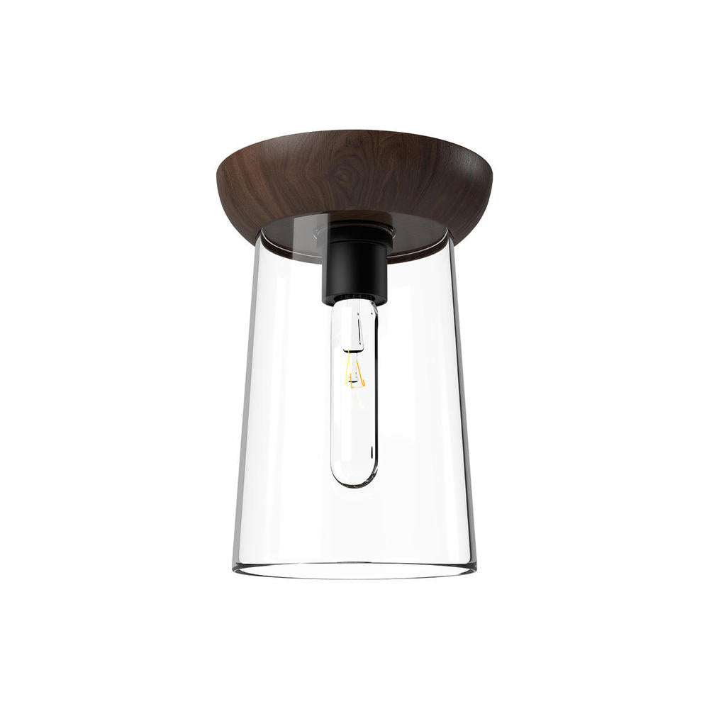 ALORA MOOD Lighting FM542007MBWT Flush Mount Fixture, UL Listed, Matte Black/Walnut