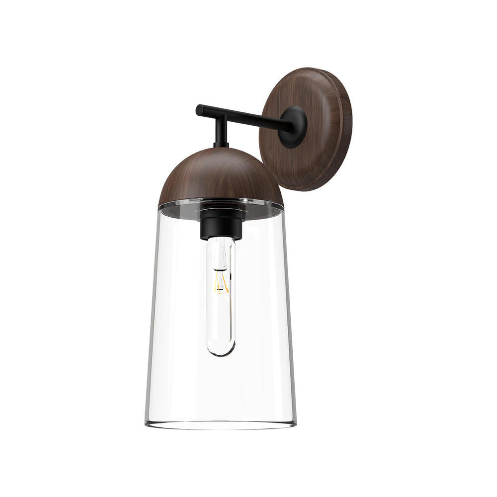 ALORA MOOD Lighting Emil WV542007MBWT Wall/Vanity Light Fixture, UL Damp Rated, Matte Black/Walnut