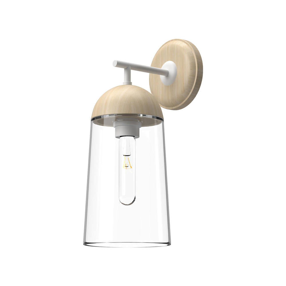 ALORA MOOD Lighting WV542007WHWK Wall/Vanity Light Fixture, UL Damp Rated, White/White Oak