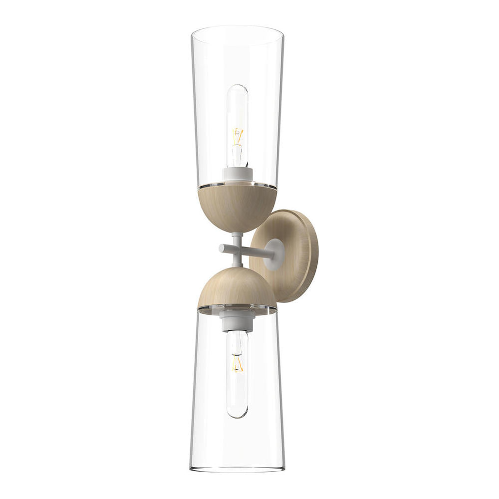 ALORA MOOD Lighting Emil WV542226WHWK Wall/Vanity Light Fixture, UL Damp Rated, White/White Oak