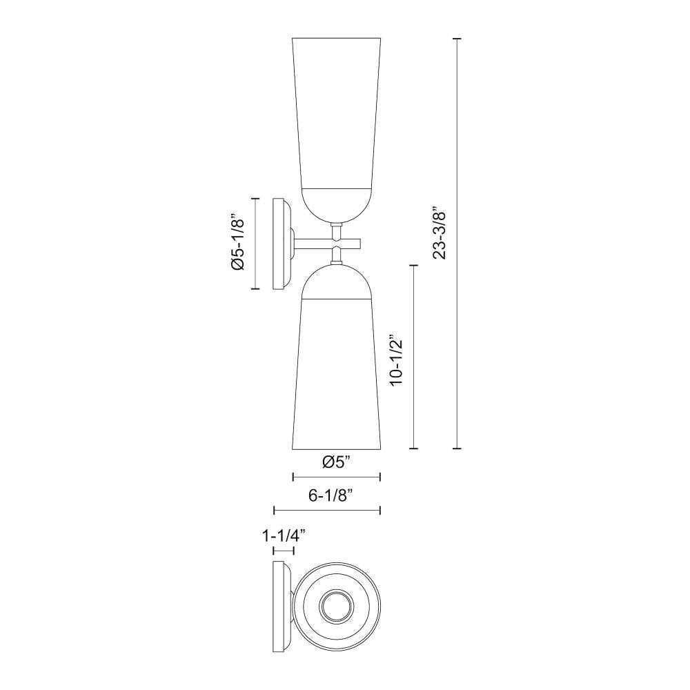 ALORA MOOD Lighting WV542226MBWT Wall/Vanity Light Fixture, UL Damp Rated, Matte Black/Walnut