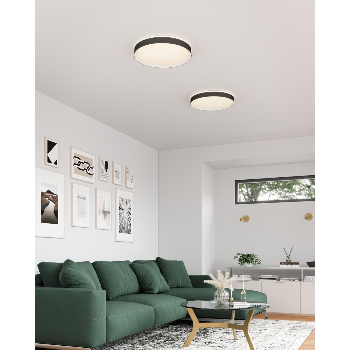 Kuzco FM43920-BK/WH Essex 20-in Flush Mount, LED, Black/White
