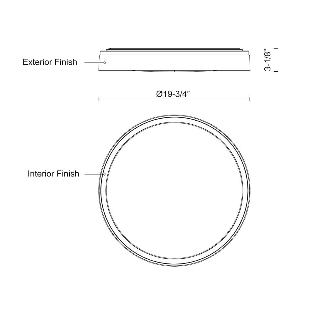 Kuzco FM43920-WH/BK-5CCT Essex 20-in LED Flush Mount Fixture, UL Listed, White/Black