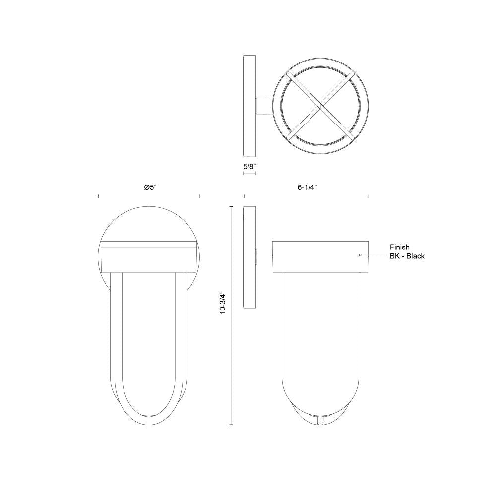 Kuzco Davy EW17627-BK Exterior Wall Sconce, UL Damp Rated, Black