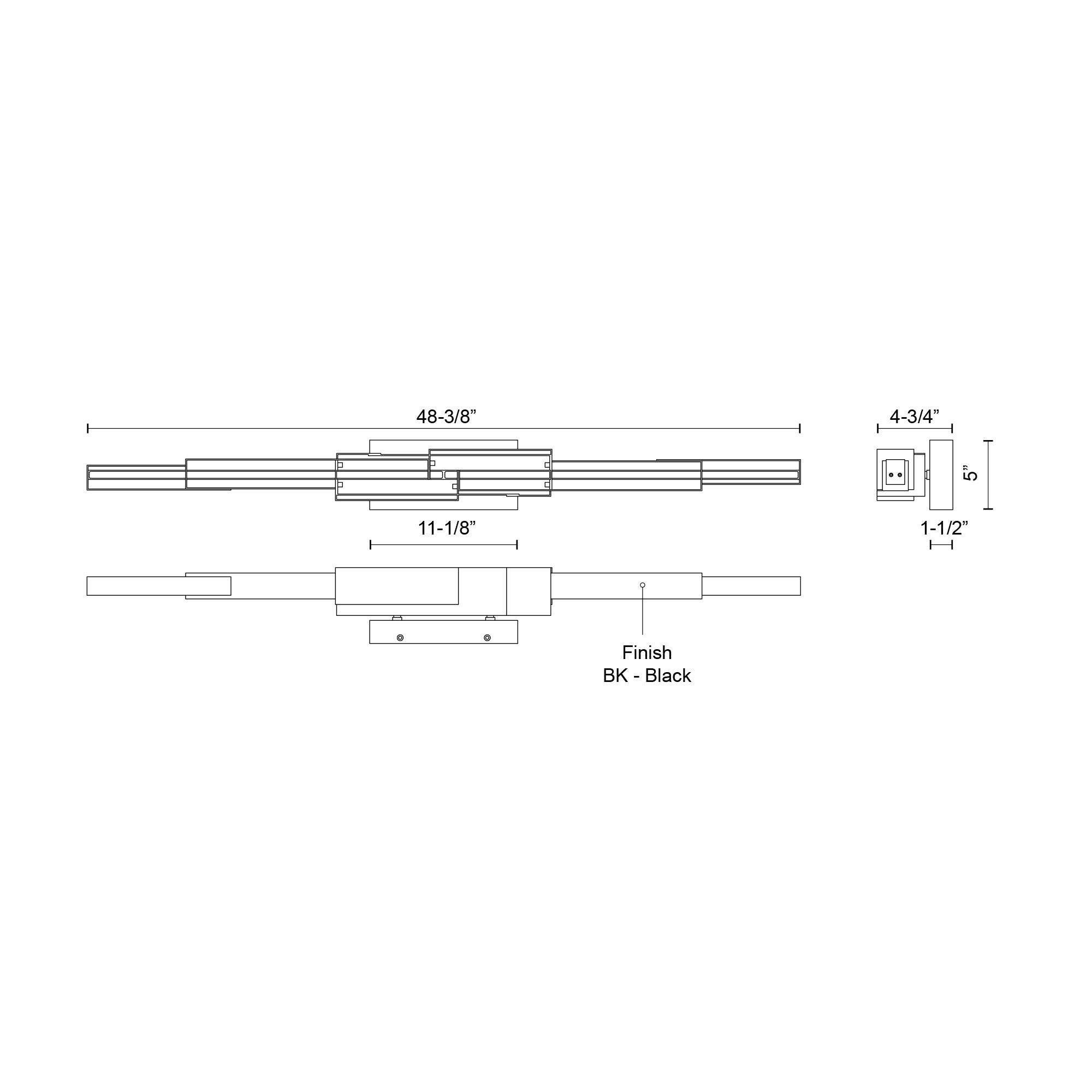 KUZCO Lighting . Enzo 48-in Black LED Wall SconceWall Sconces, Black