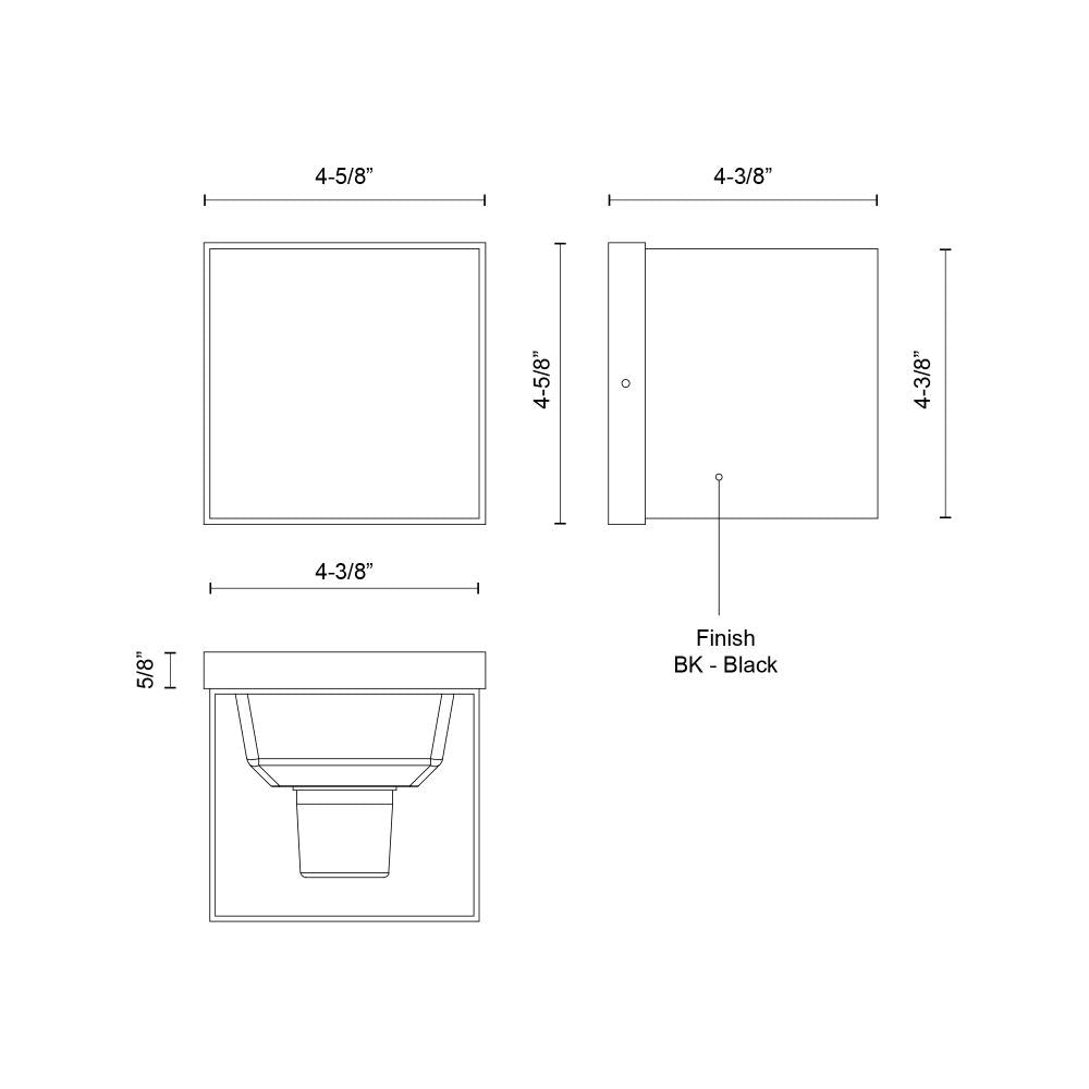 Kuzco Rene EW39005-BK-UNV LED Exterior Wall Sconce, UL Damp Rated, Black