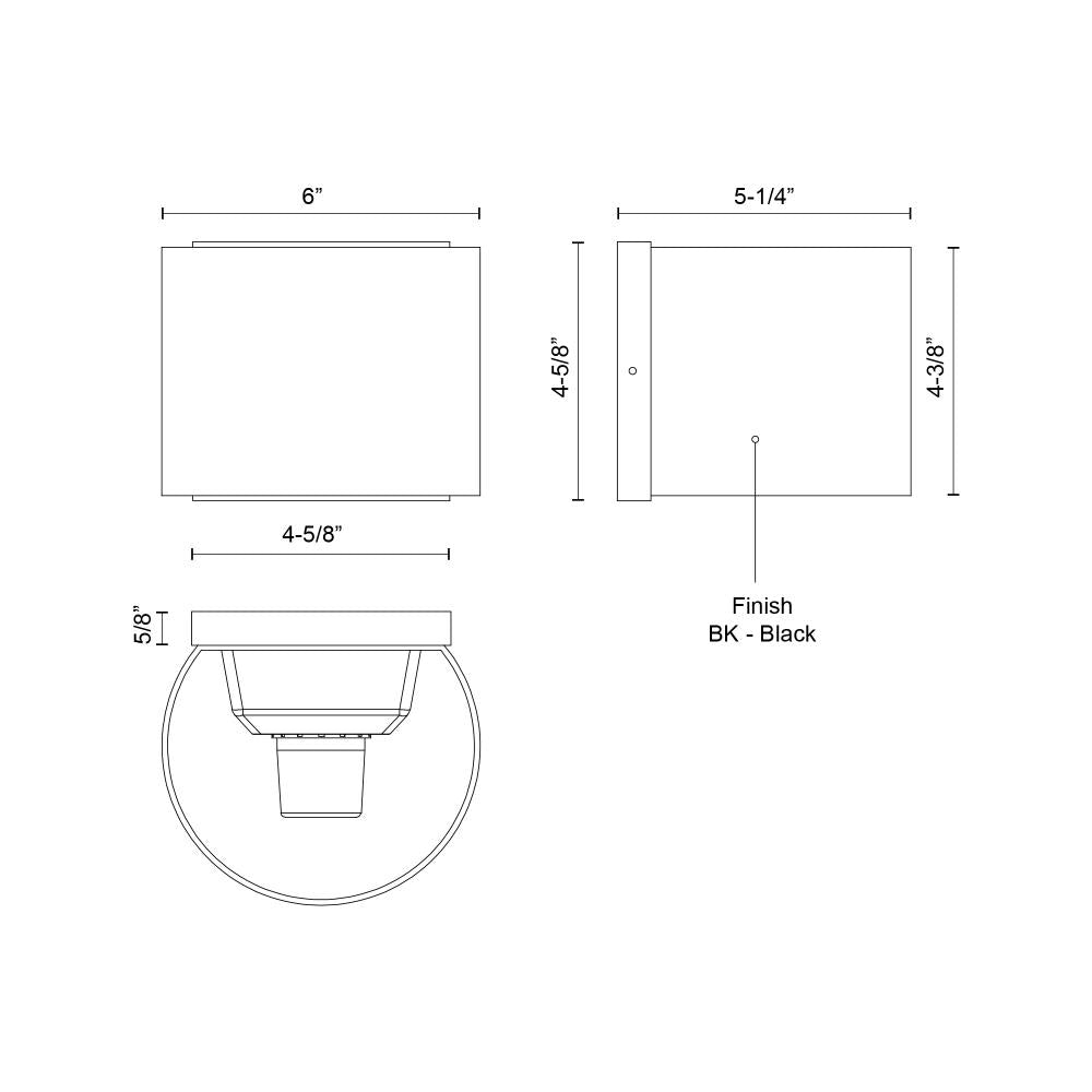 Kuzco Rene EW39506-BK-UNV LED Exterior Wall Sconce, UL Rated, Black