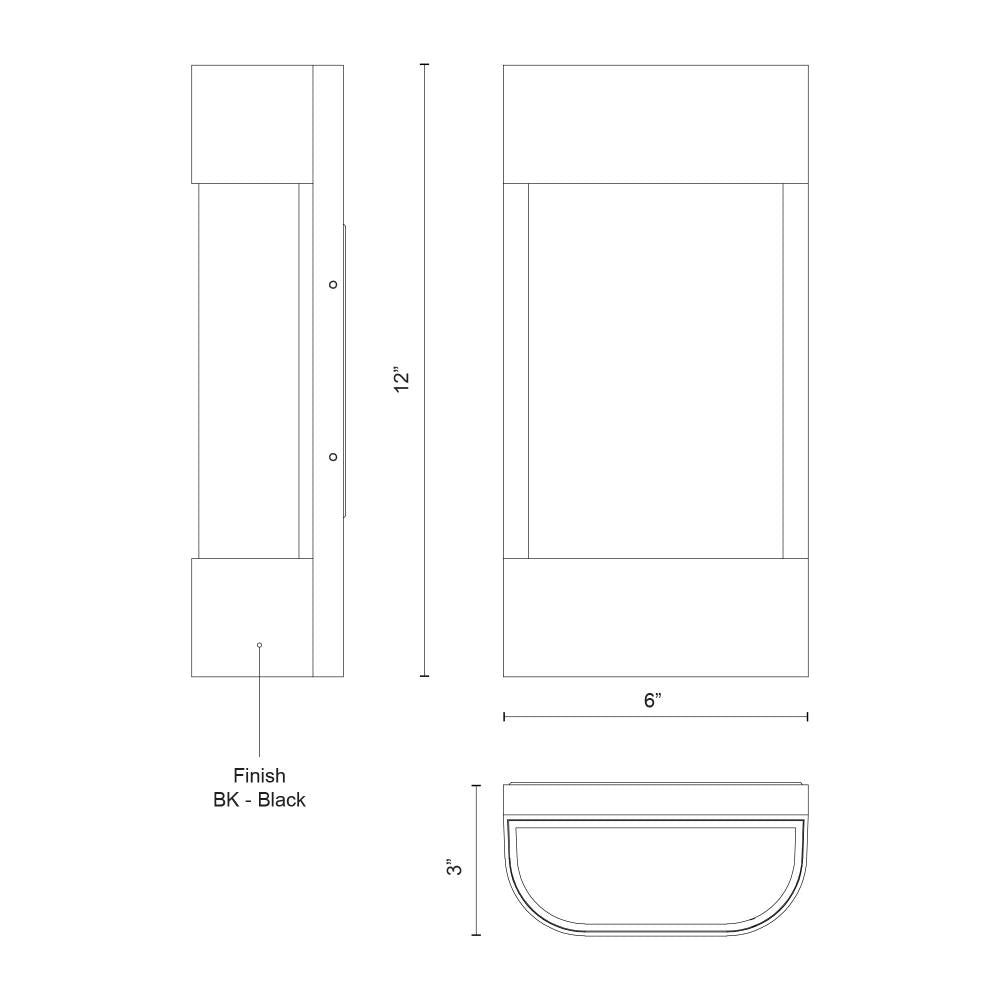 Kuzco Moondew EW75712-BK Exterior Wall Sconce, UL Listed, Black