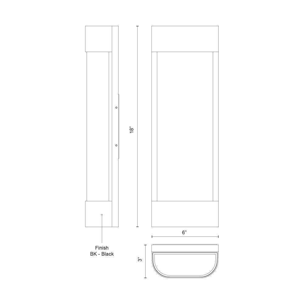 Kuzco Moondew EW75718-BK Exterior Wall Sconce, UL Damp Rated, Black