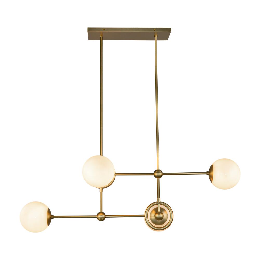 Alora Mood Lighting CH407342BGGO Fiore 42-in Chandelier, 4 Lights, Brushed Gold/Glossy Opal Glass