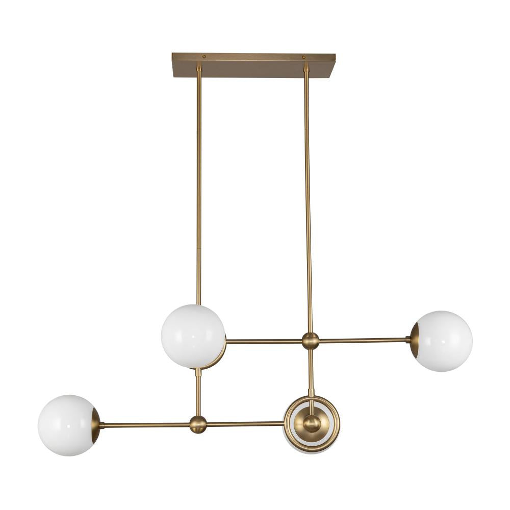 Alora Mood Lighting CH407342BGGO Fiore 42-in Chandelier, 4 Lights, Brushed Gold/Glossy Opal Glass