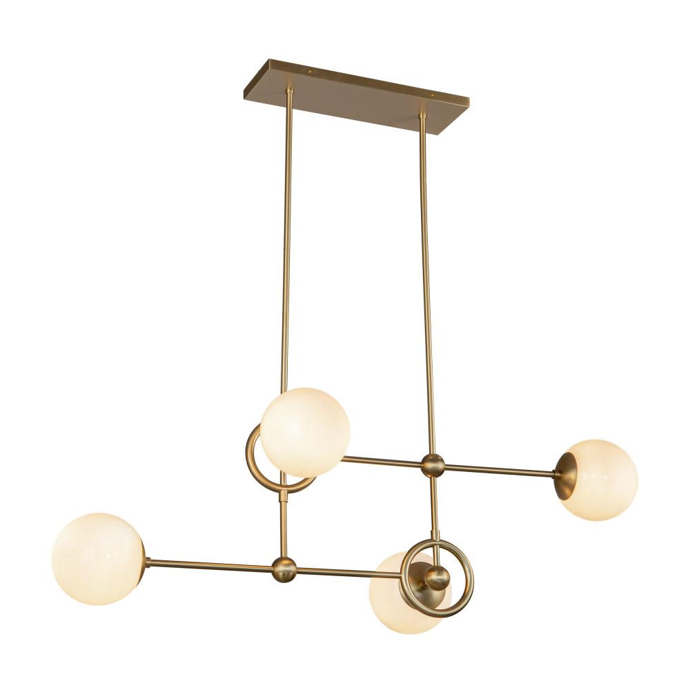 Alora Mood Lighting CH407342BGGO Fiore 42-in Chandelier, 4 Lights, Brushed Gold/Glossy Opal Glass
