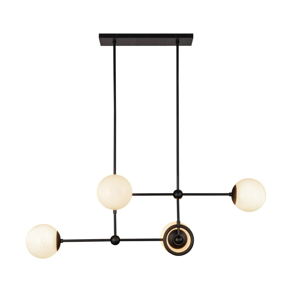ALORA MOOD Lighting CH407342MBGO Chandelier, 4 Lights, 42-in, Matte Black/Glossy Opal Glass