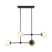 ALORA MOOD Lighting CH407342MBGO Chandelier, 4 Lights, 42-in, Matte Black/Glossy Opal Glass