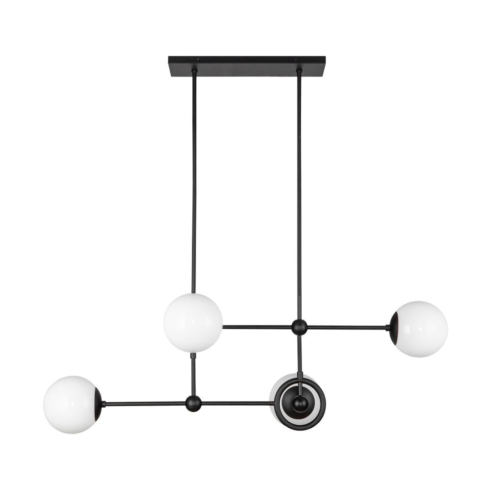 ALORA MOOD Lighting CH407342MBGO Chandelier, 4 Lights, 42-in, Matte Black/Glossy Opal Glass