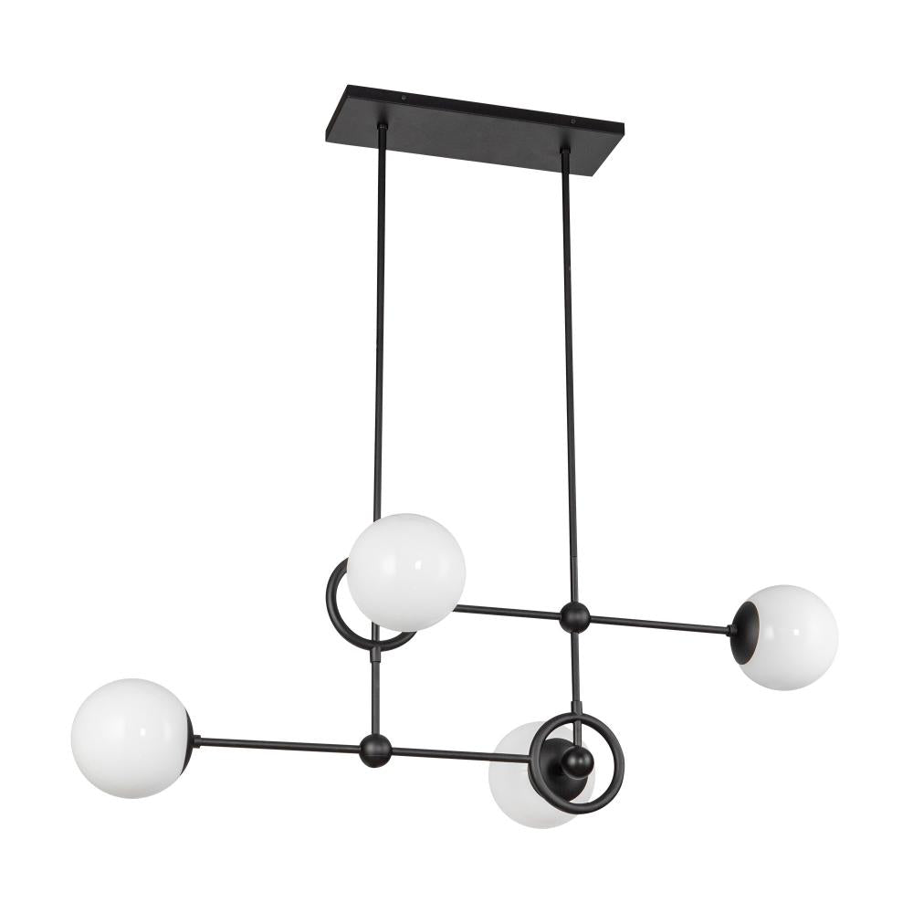 ALORA MOOD Lighting CH407342MBGO Chandelier, 4 Lights, 42-in, Matte Black/Glossy Opal Glass