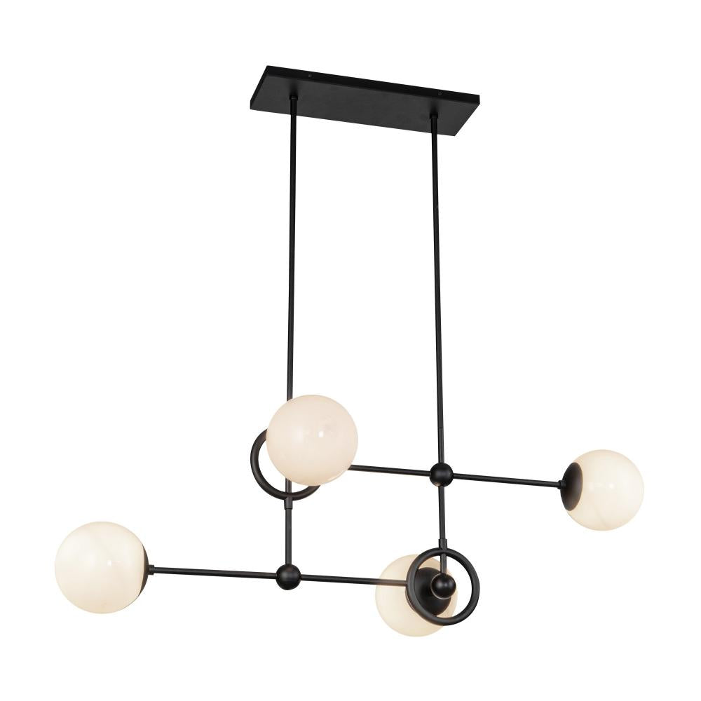 ALORA MOOD Lighting CH407342MBGO Chandelier, 4 Lights, 42-in, Matte Black/Glossy Opal Glass