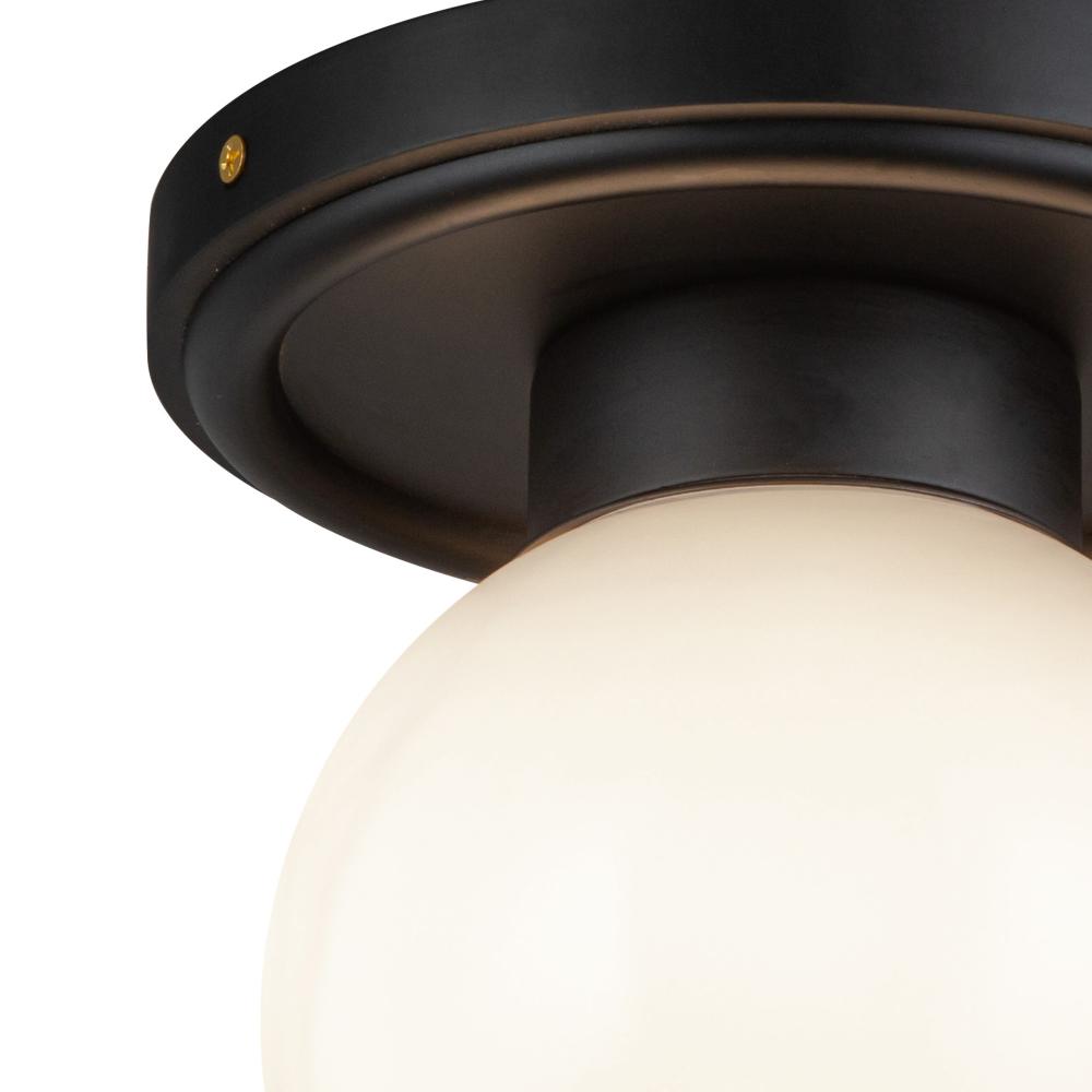 ALORA MOOD Lighting SF407306MBGO Semi-Flush Mount, 1 Light, Matte Black/Glossy Opal Glass